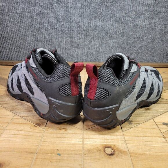 WIDE Merrell Alverstone Mens 9.5W Waterproof Hiking Shoes‎ Gray Suede Mesh Upper - Picture 7 of 11